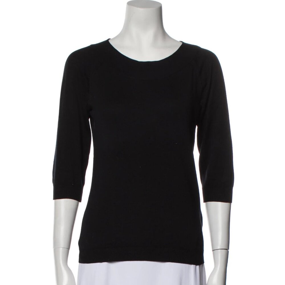 Max Mara Silk Scoop Neck Sweater Black Size M
